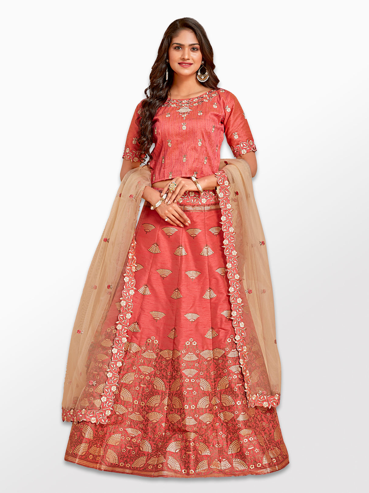 MIMOSA Women's Art Silk Semi-Stitched Lehenga with Unstitched Blouse and Dupatta