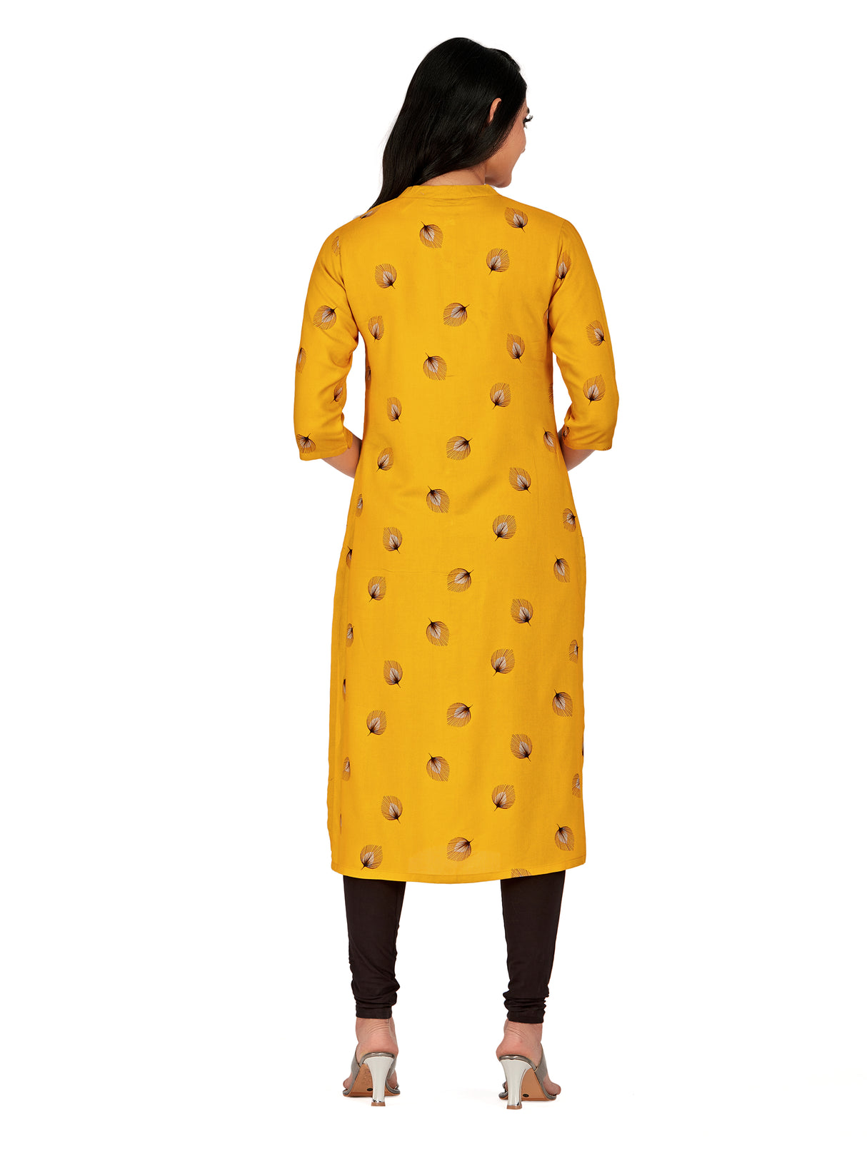 Mimosa Women Mustard Yellow Color Printed Straight Kurta