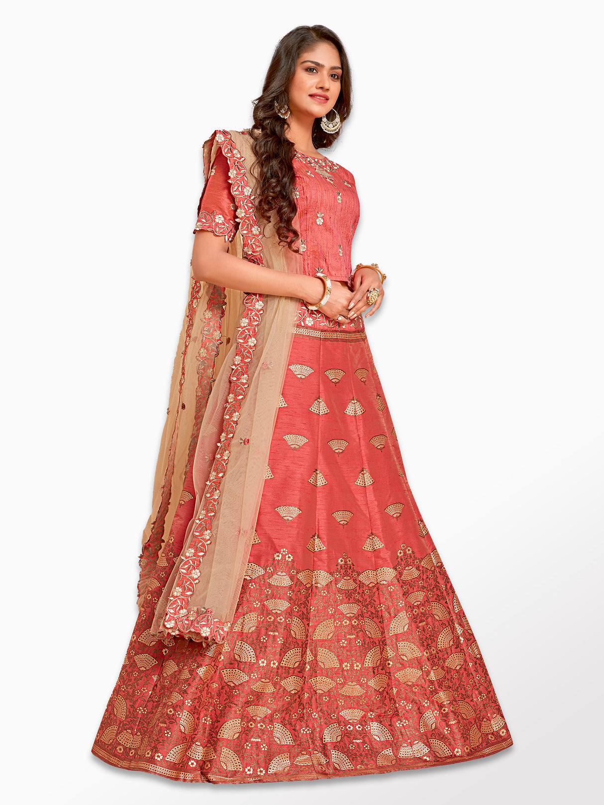 MIMOSA Women's Art Silk Semi-Stitched Lehenga with Unstitched Blouse and Dupatta