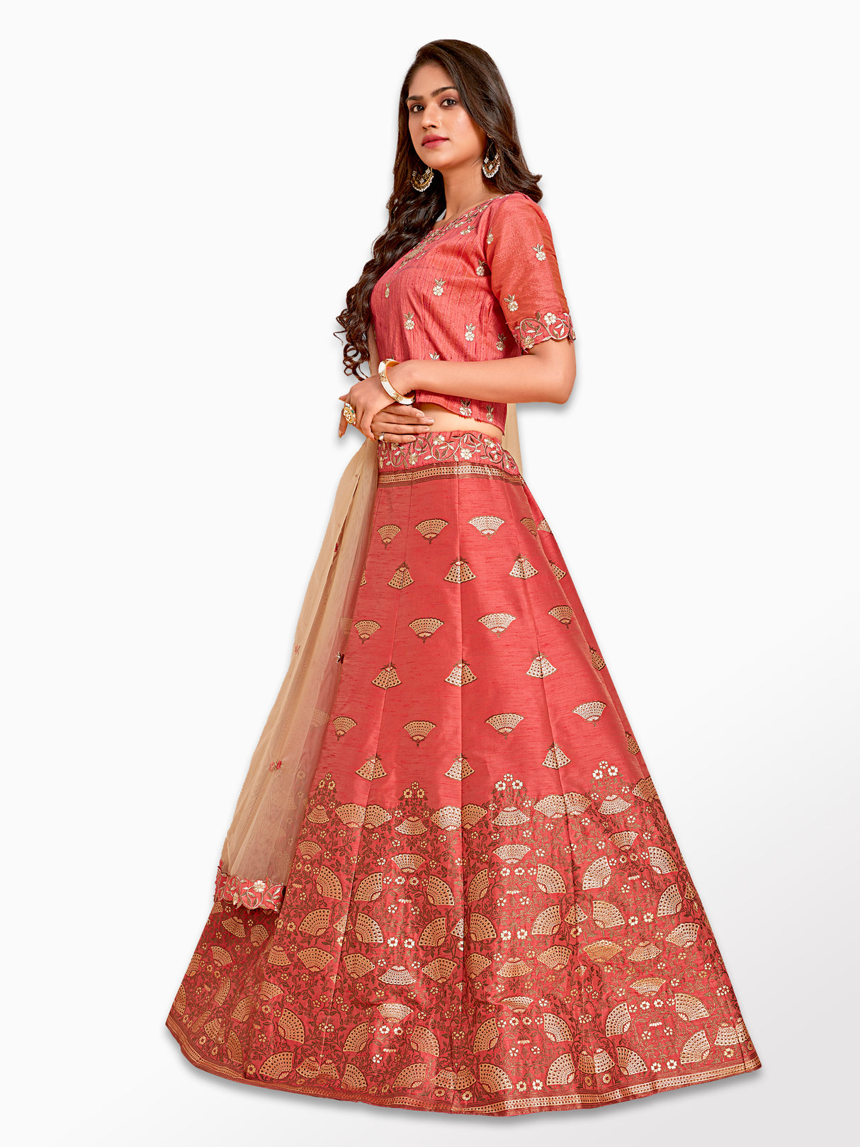 MIMOSA Women's Art Silk Semi-Stitched Lehenga with Unstitched Blouse and Dupatta