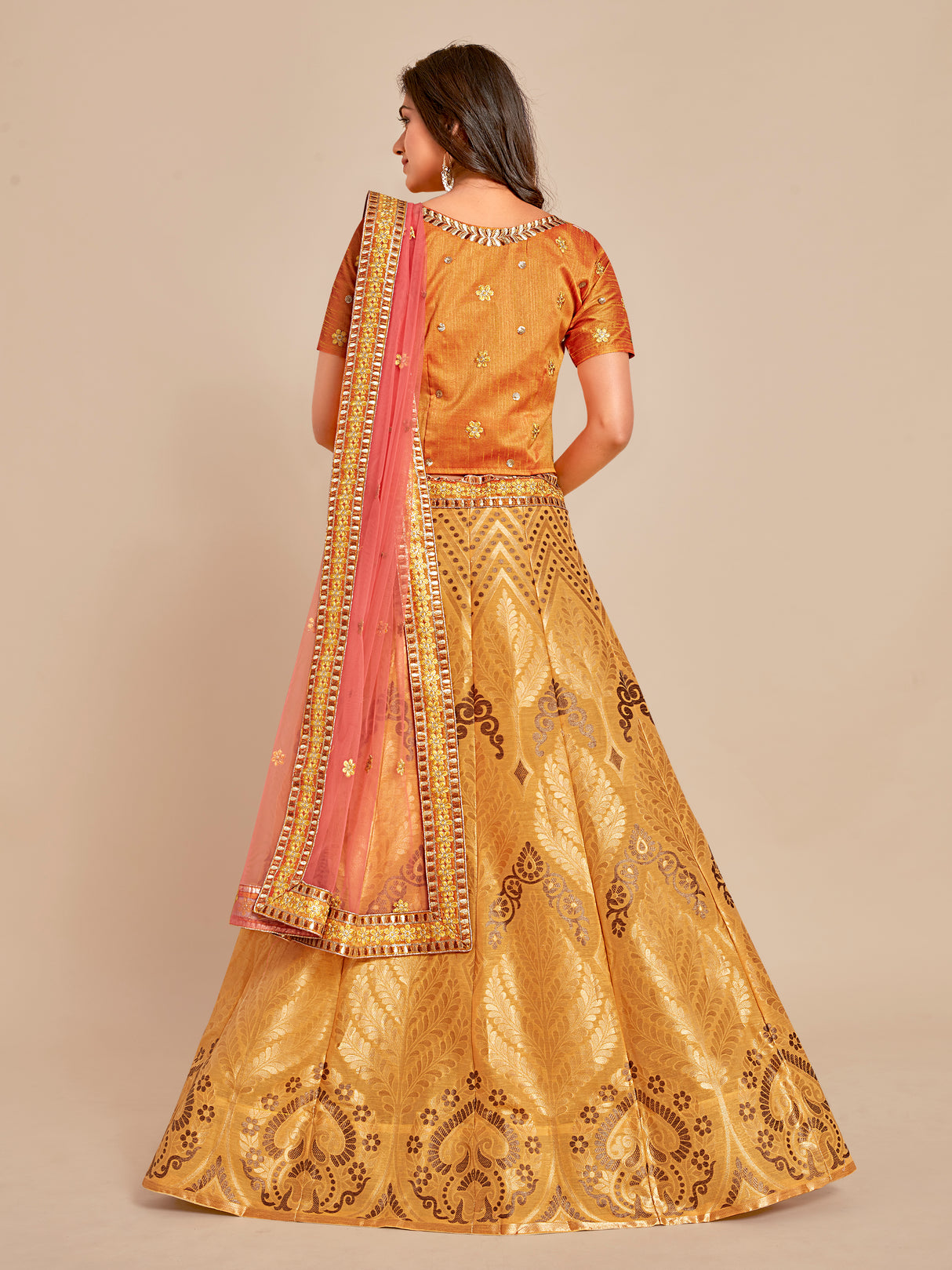 MIMOSA Women's Art Silk Semi-Stitched Lehenga with Unstitched Blouse and Dupatta