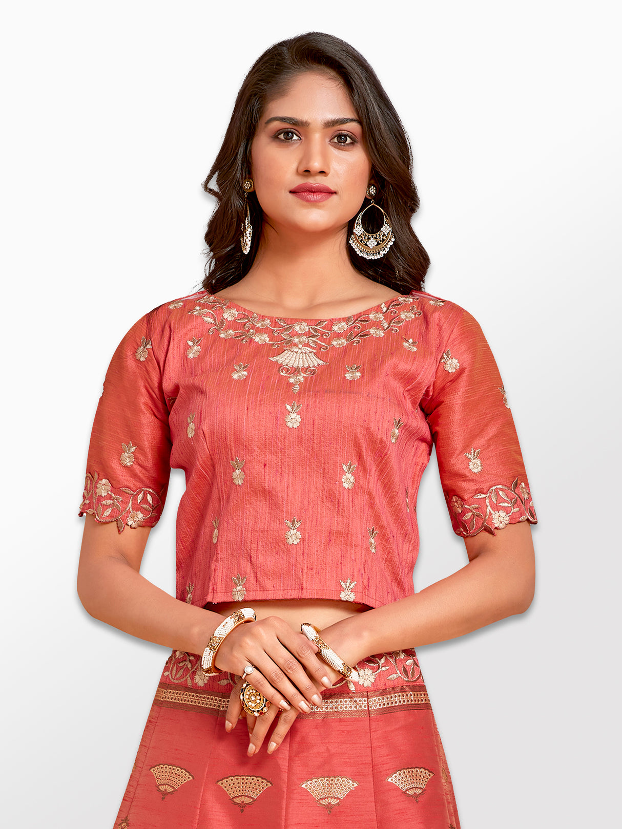 MIMOSA Women's Art Silk Semi-Stitched Lehenga with Unstitched Blouse and Dupatta