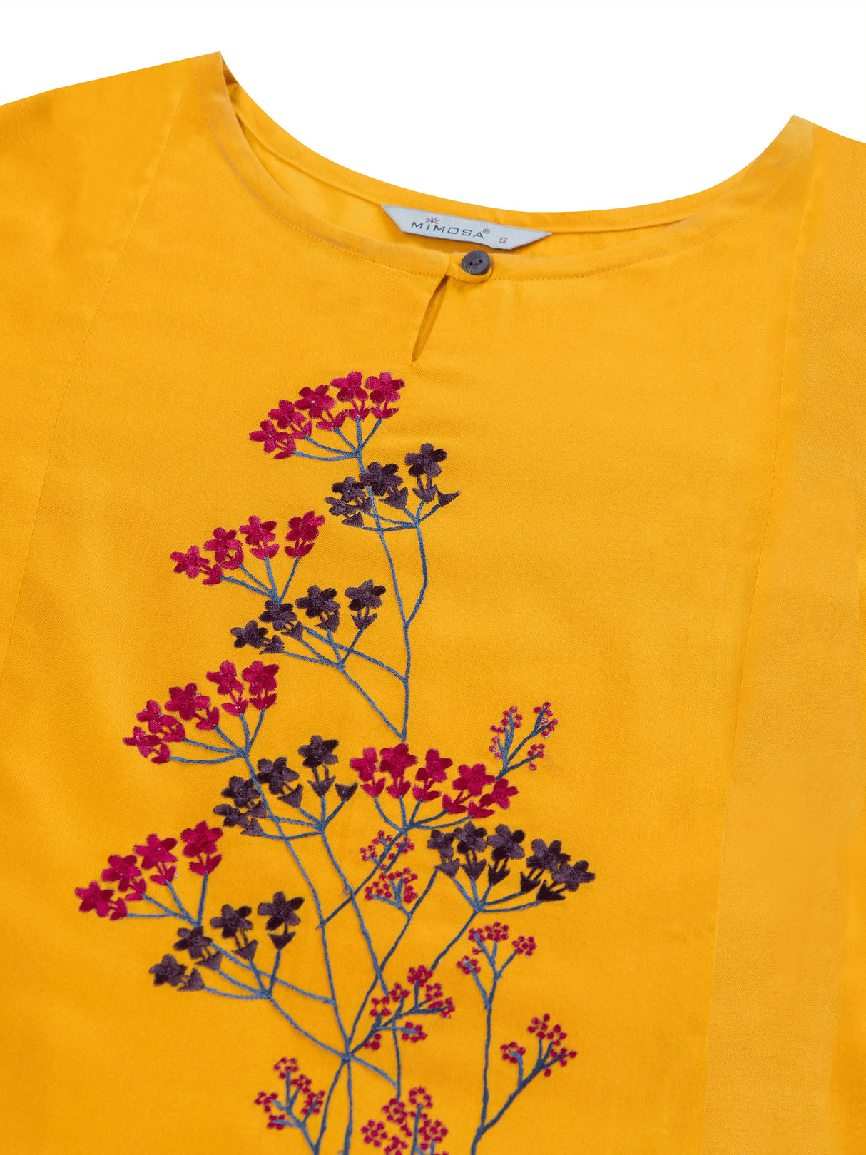 MIMOSA Cotton Mustard Yellow Colour Embroidered Straight Kurta for Women