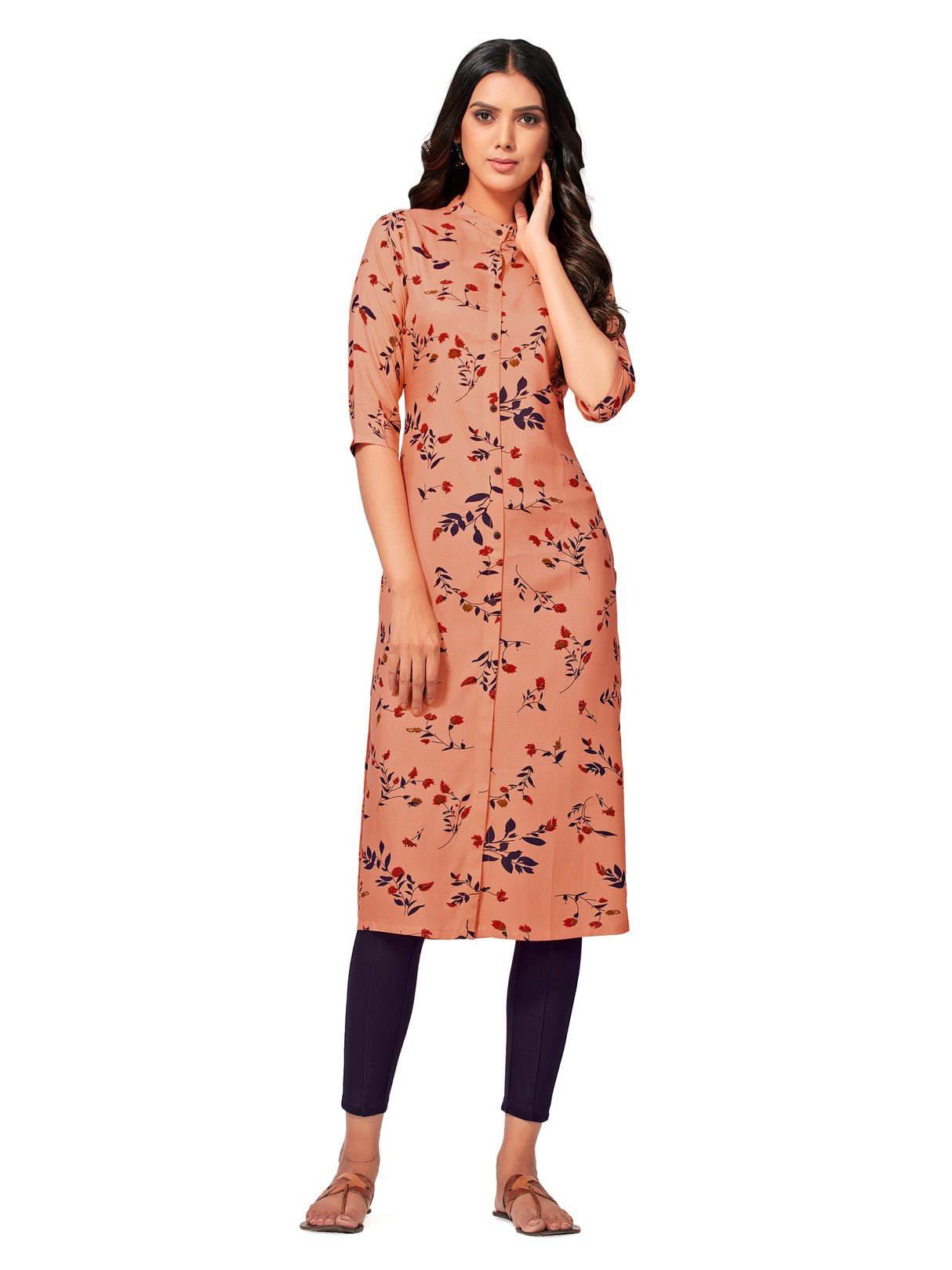Mimosa Women Orange Color Printed Straight Kurta