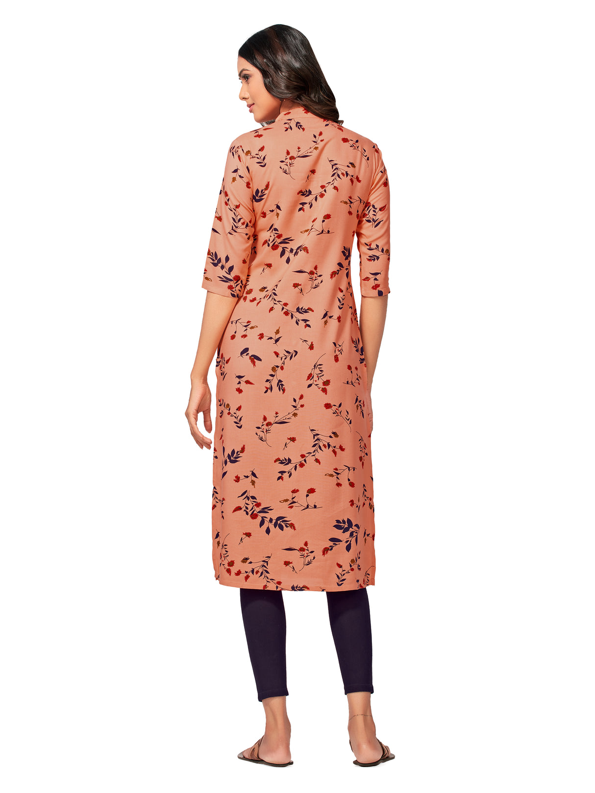 Mimosa Women Orange Color Printed Straight Kurta
