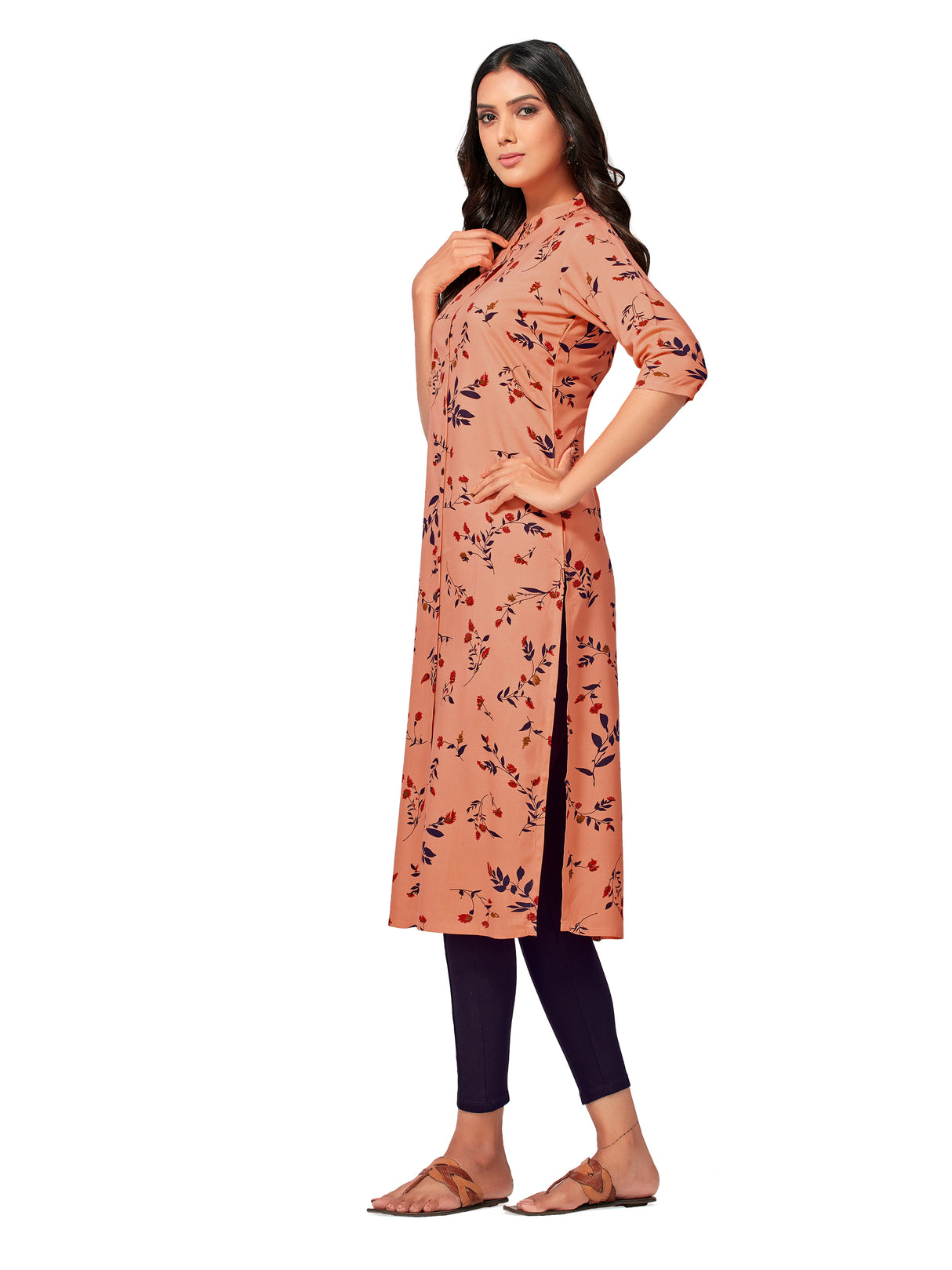 Mimosa Women Orange Color Printed Straight Kurta