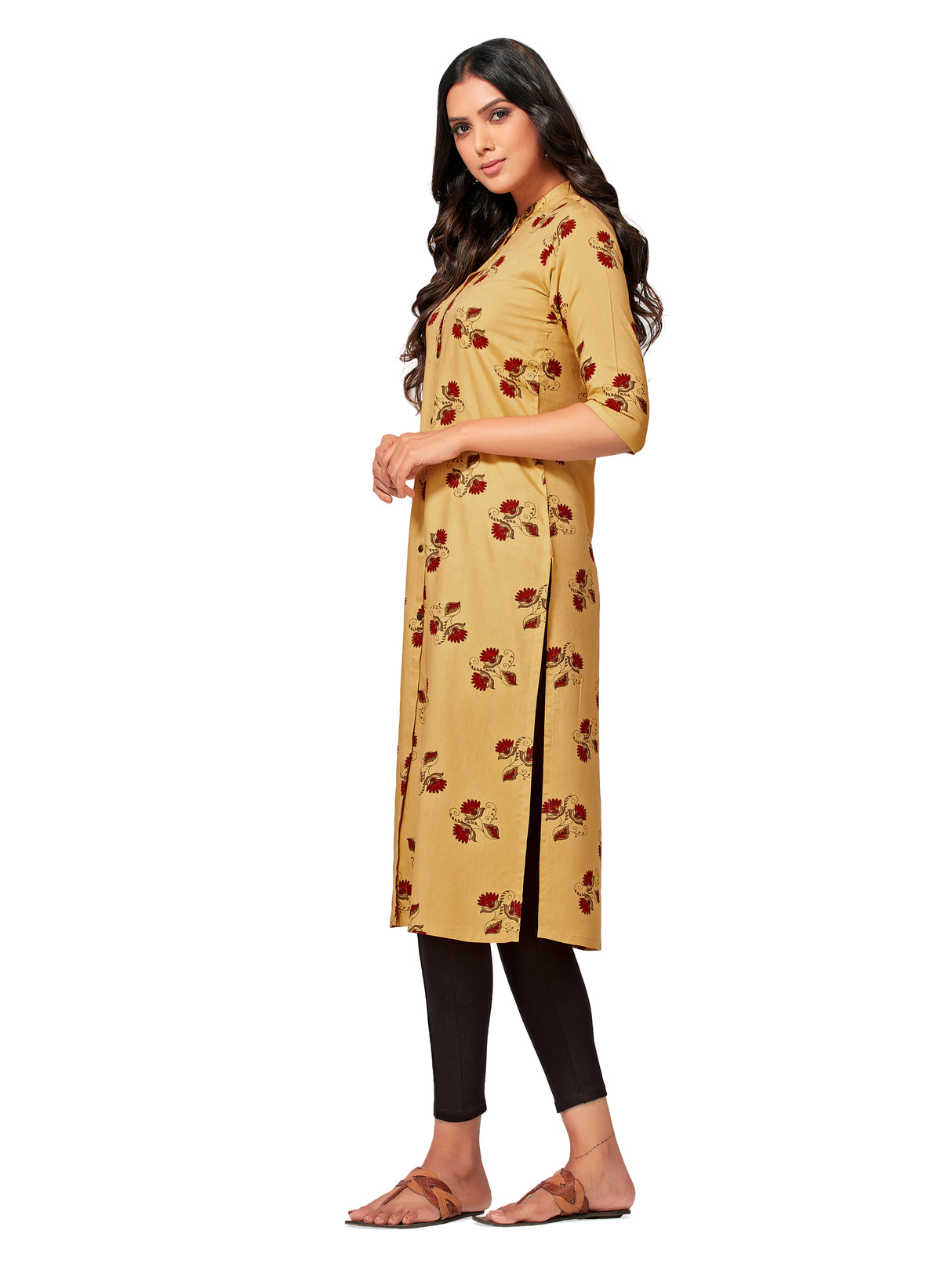 Mimosa Women Yellow Color Printed Straight Kurta