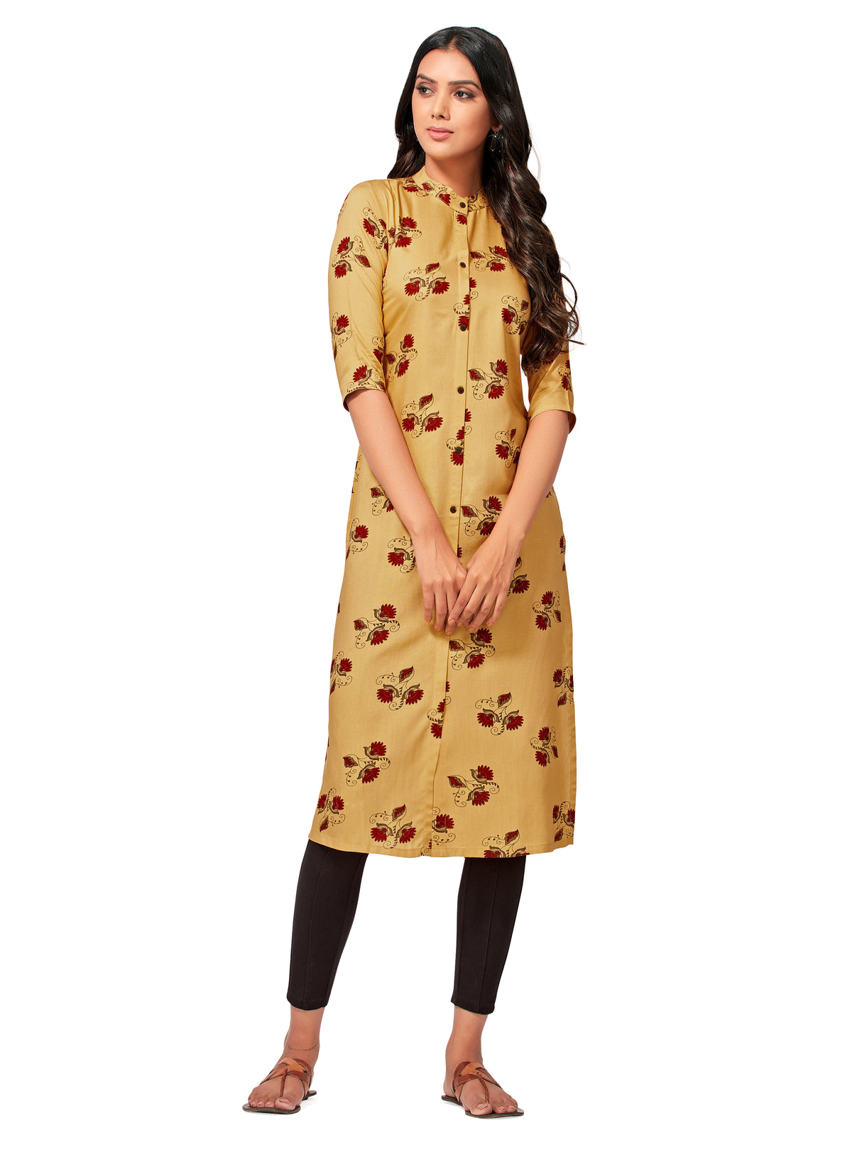 Mimosa Women Yellow Color Printed Straight Kurta