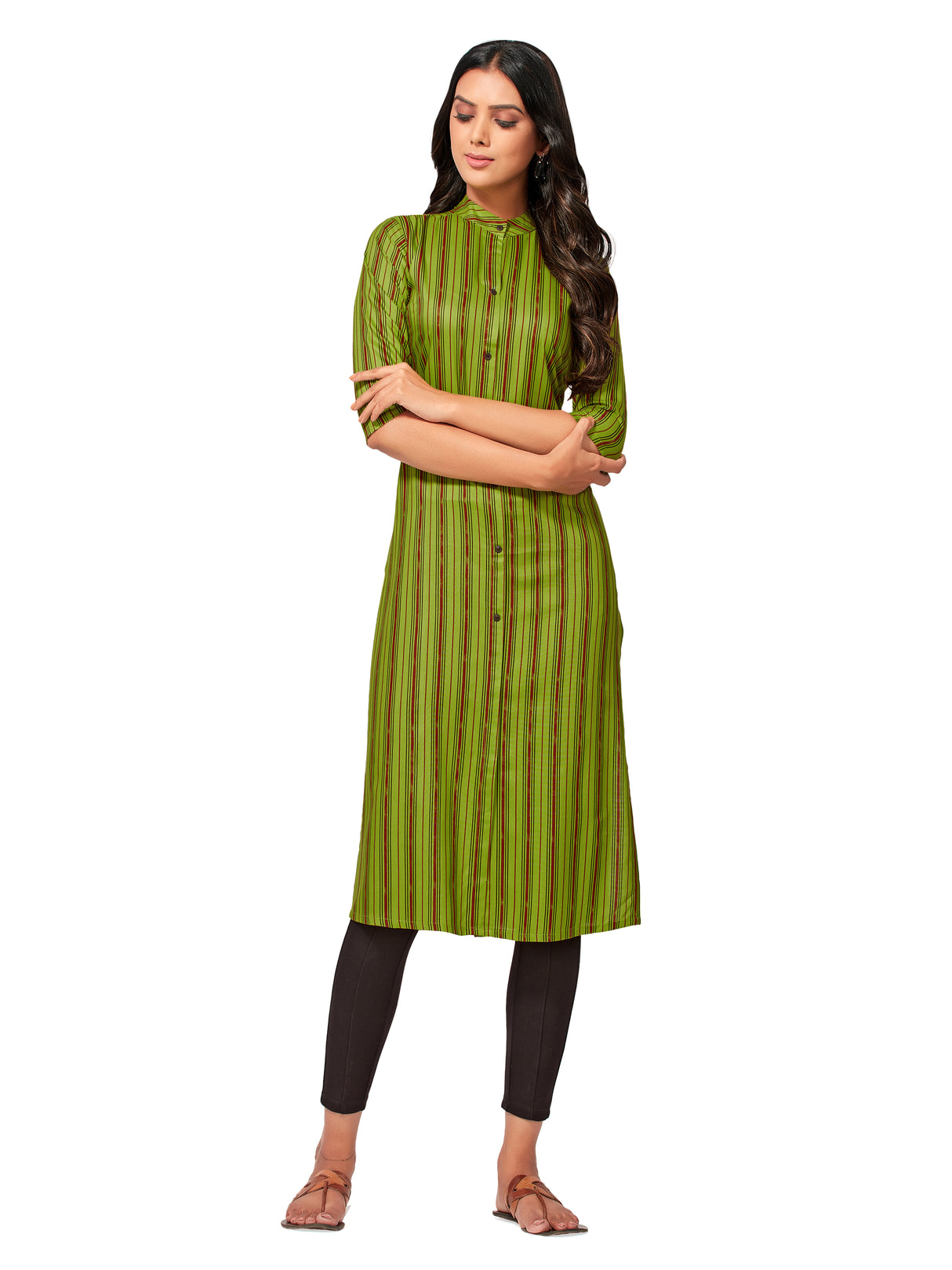 Mimosa Women Green Color Printed Straight Kurta