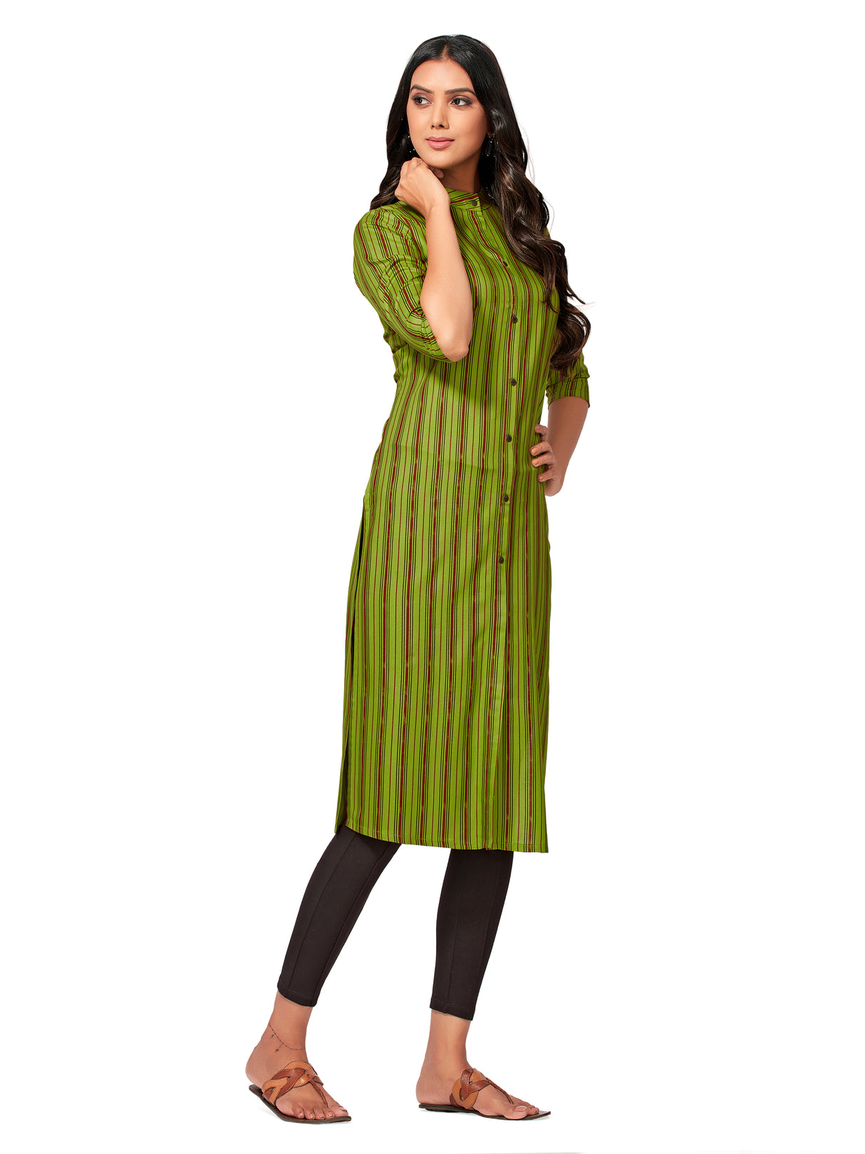 Mimosa Women Green Color Printed Straight Kurta