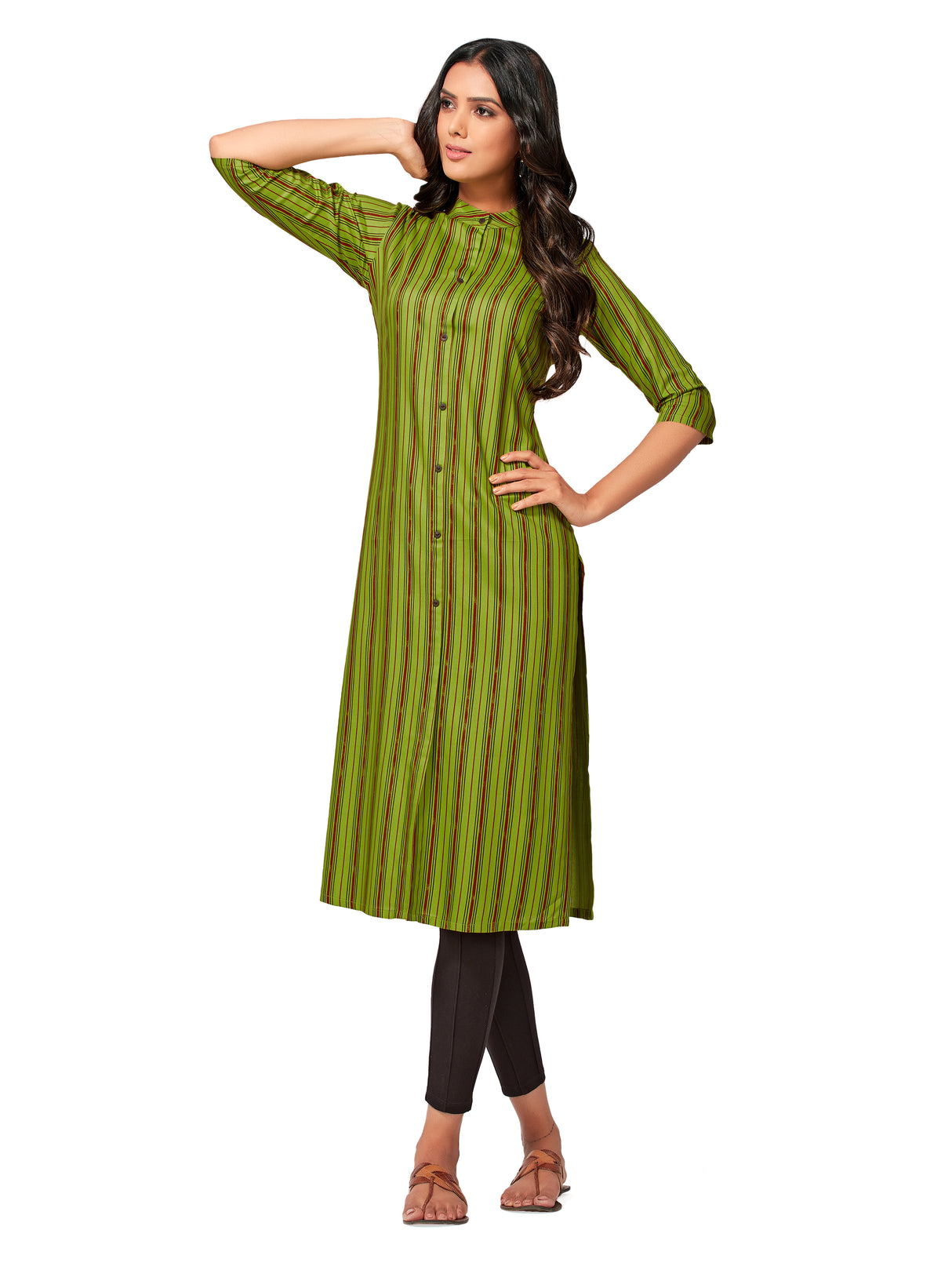 Mimosa Women Green Color Printed Straight Kurta
