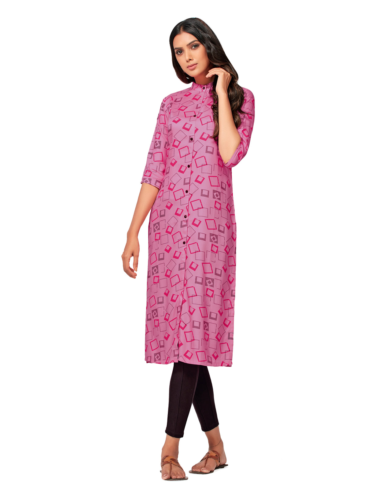 Mimosa Women Pink Color Printed Straight Kurta
