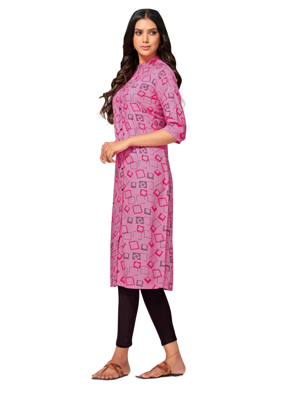 Mimosa Women Pink Color Printed Straight Kurta