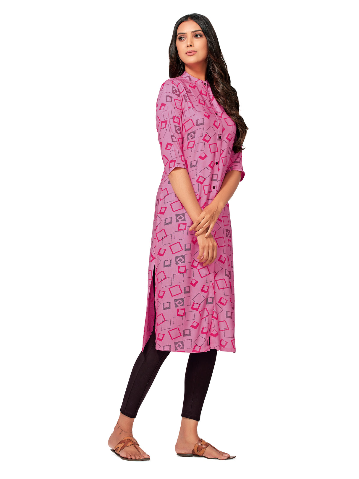 Mimosa Women Pink Color Printed Straight Kurta