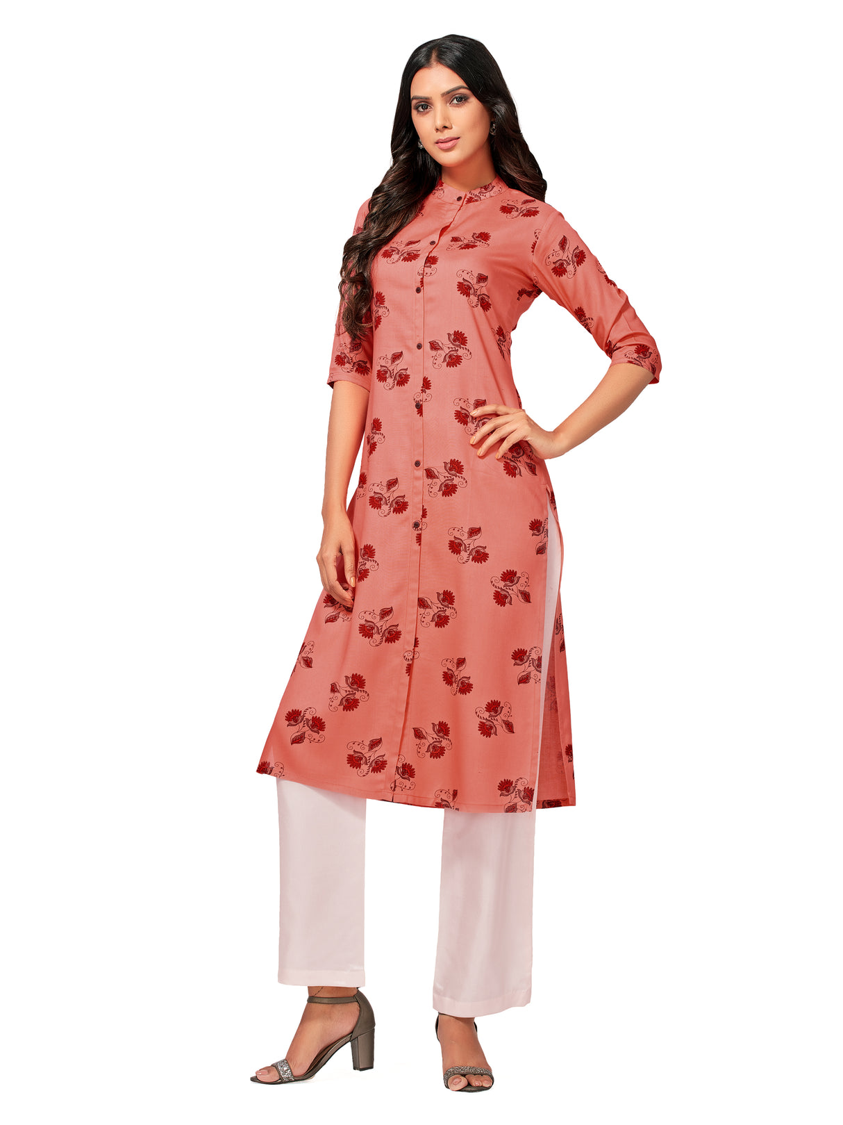 Mimosa Women Orange Color Printed Straight Kurta