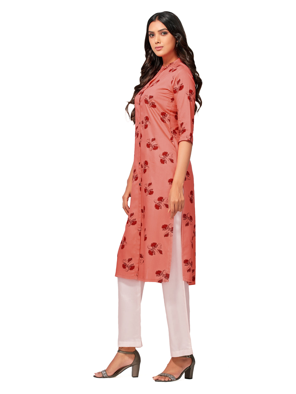 Mimosa Women Orange Color Printed Straight Kurta
