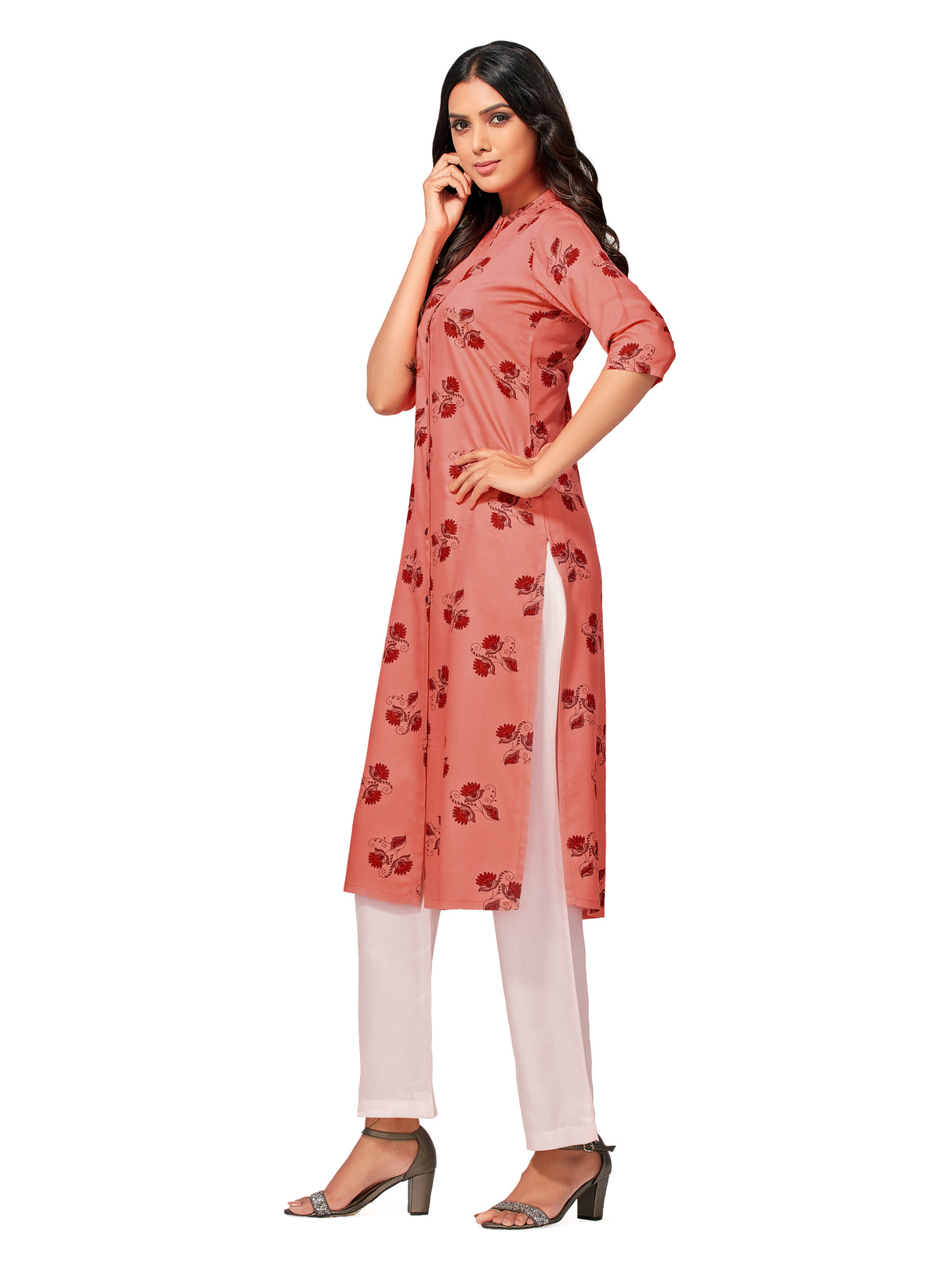 Mimosa Women Orange Color Printed Straight Kurta