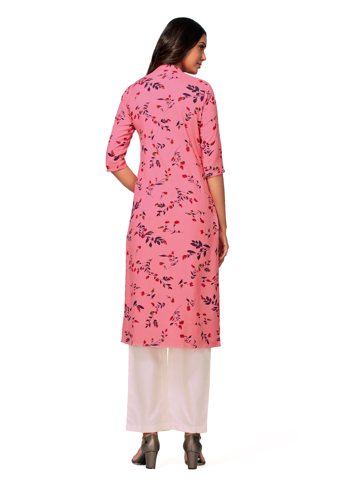Mimosa Women Pink Color Printed Straight Kurta