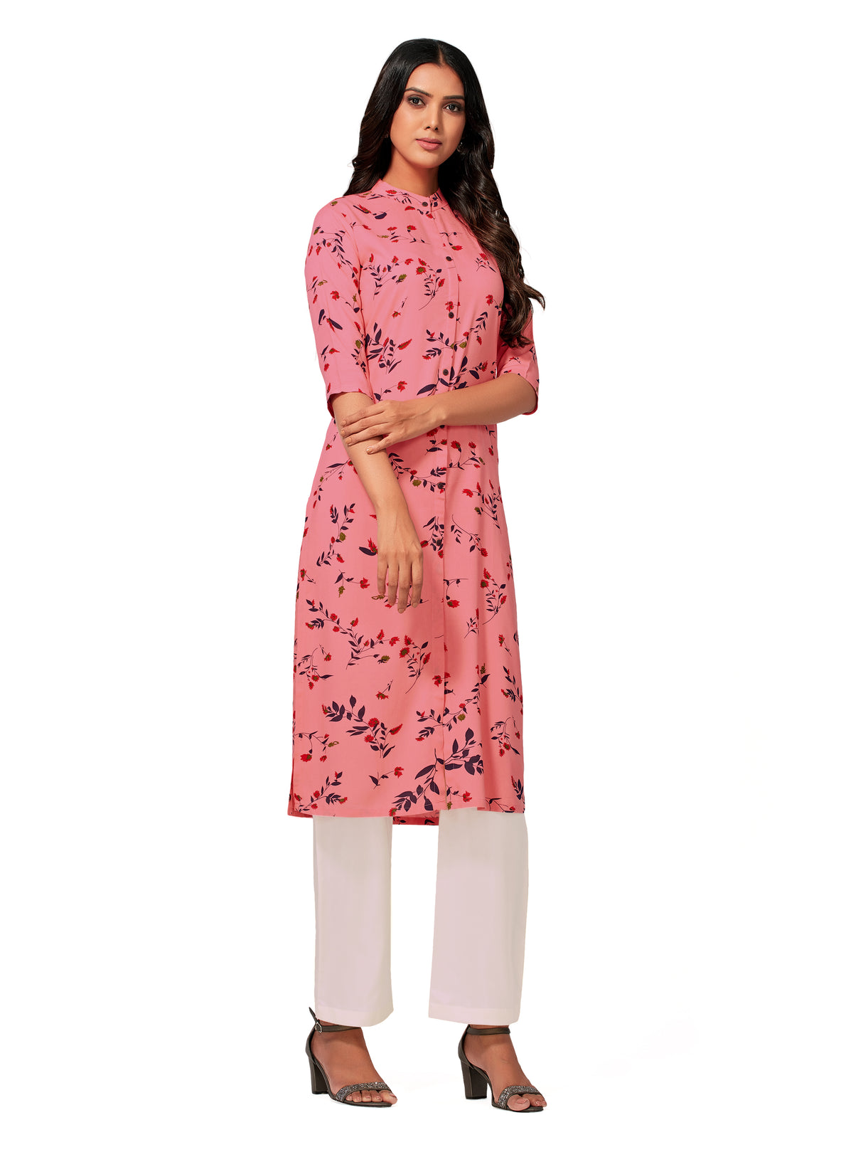 Mimosa Women Pink Color Printed Straight Kurta