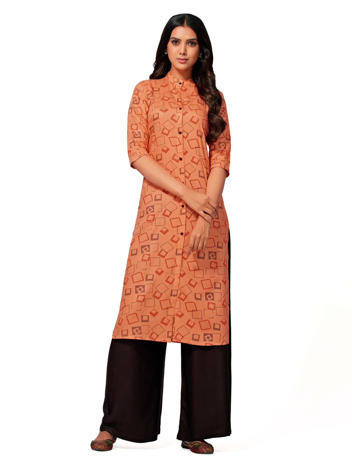 Mimosa Women Orange Color Printed Straight Kurta