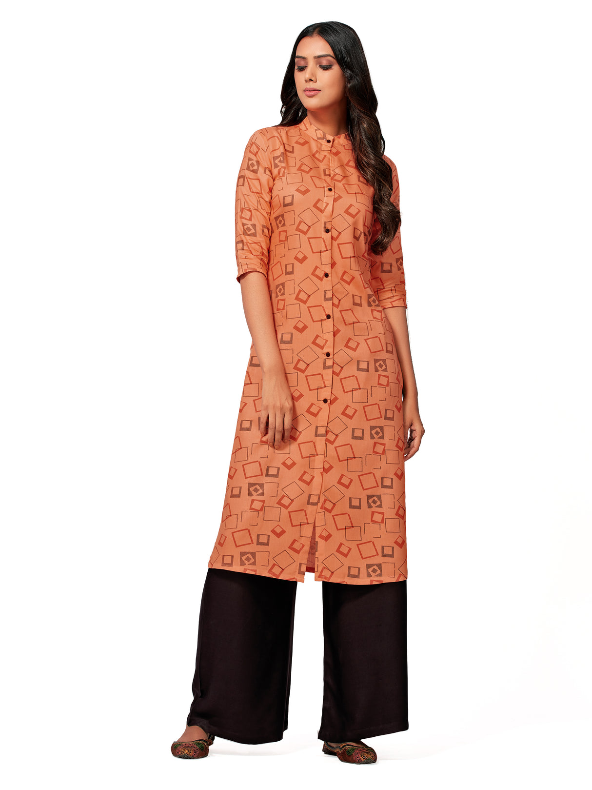 Mimosa Women Orange Color Printed Straight Kurta