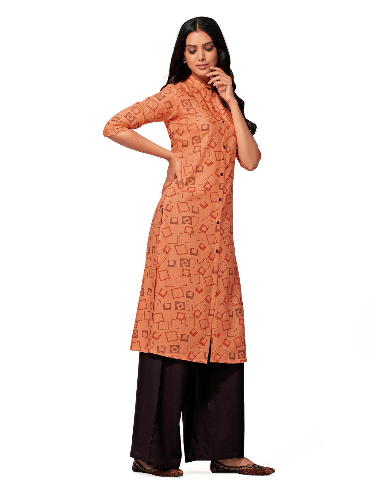 Mimosa Women Orange Color Printed Straight Kurta