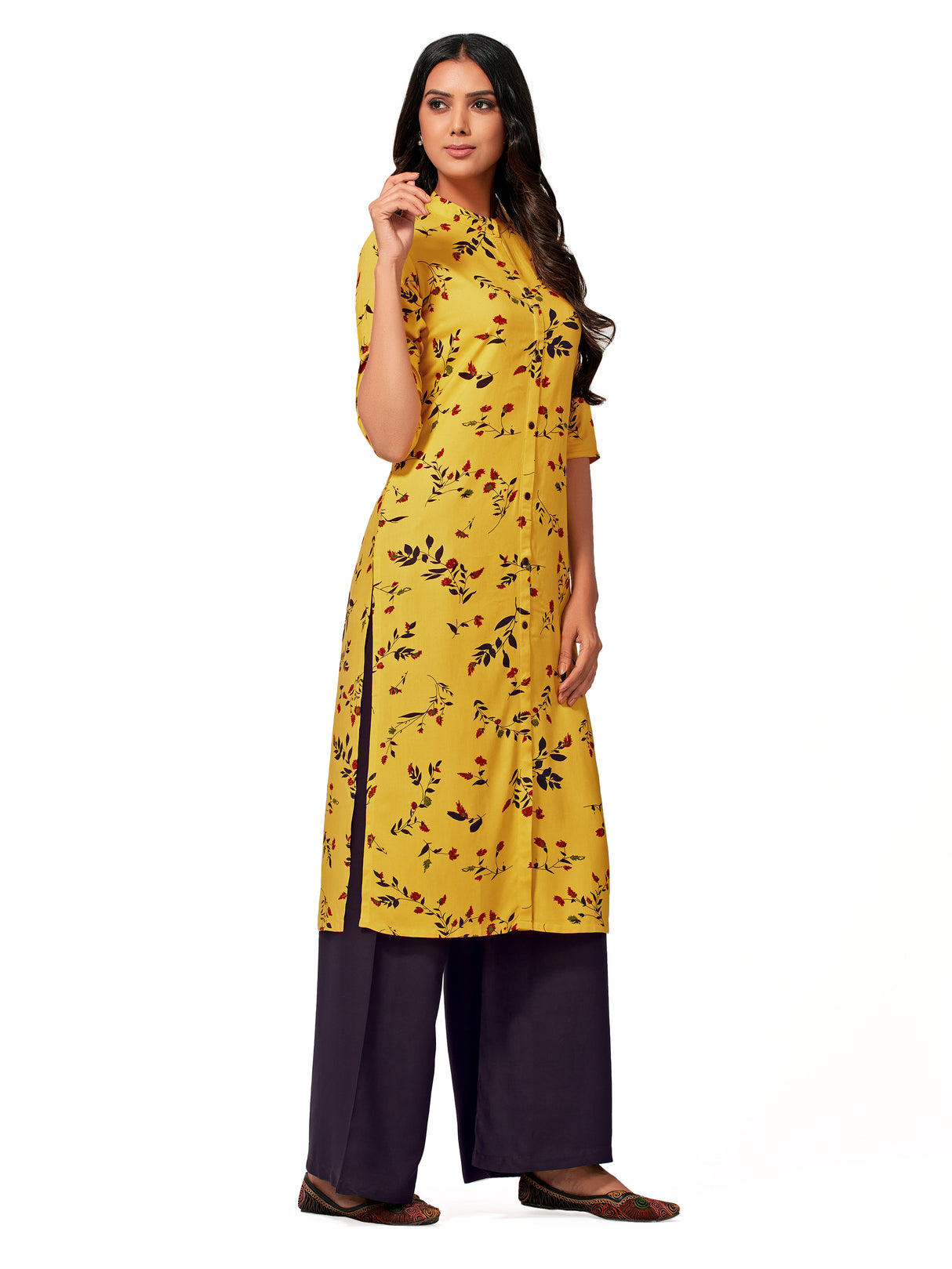 Mimosa Women Yellow Color Printed Straight Kurta