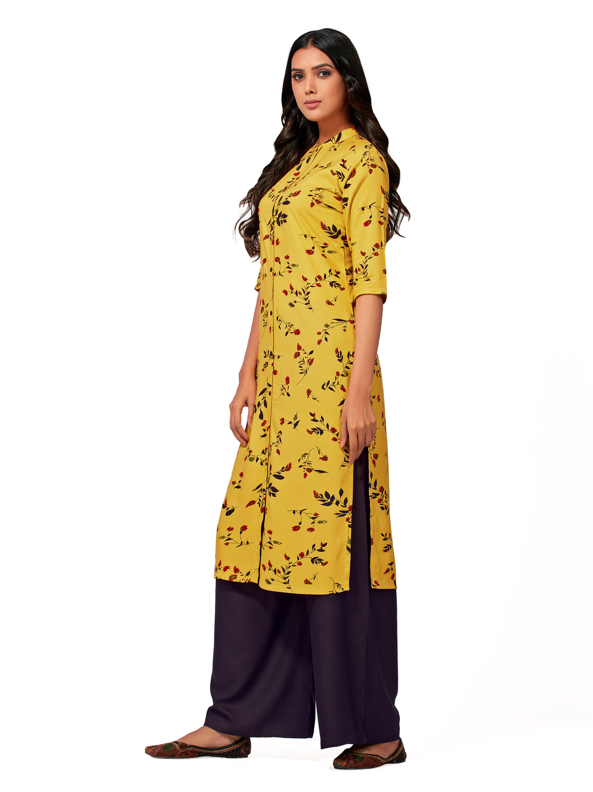 Mimosa Women Yellow Color Printed Straight Kurta