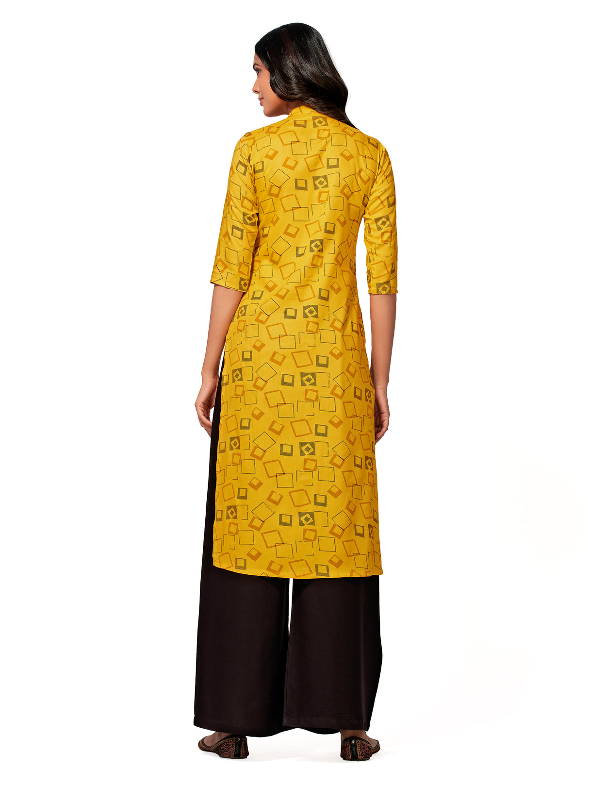 Mimosa Women Mustard Yellow Color Printed Straight Kurta