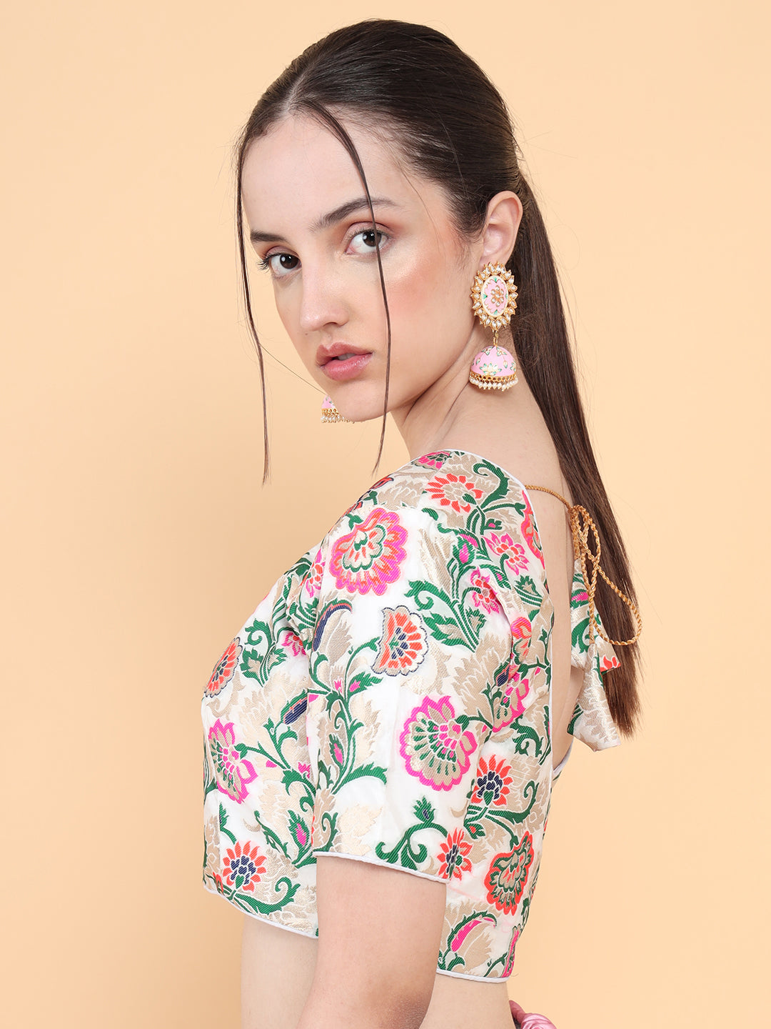 Mimosa Off White Woven Design Readymade Blouse