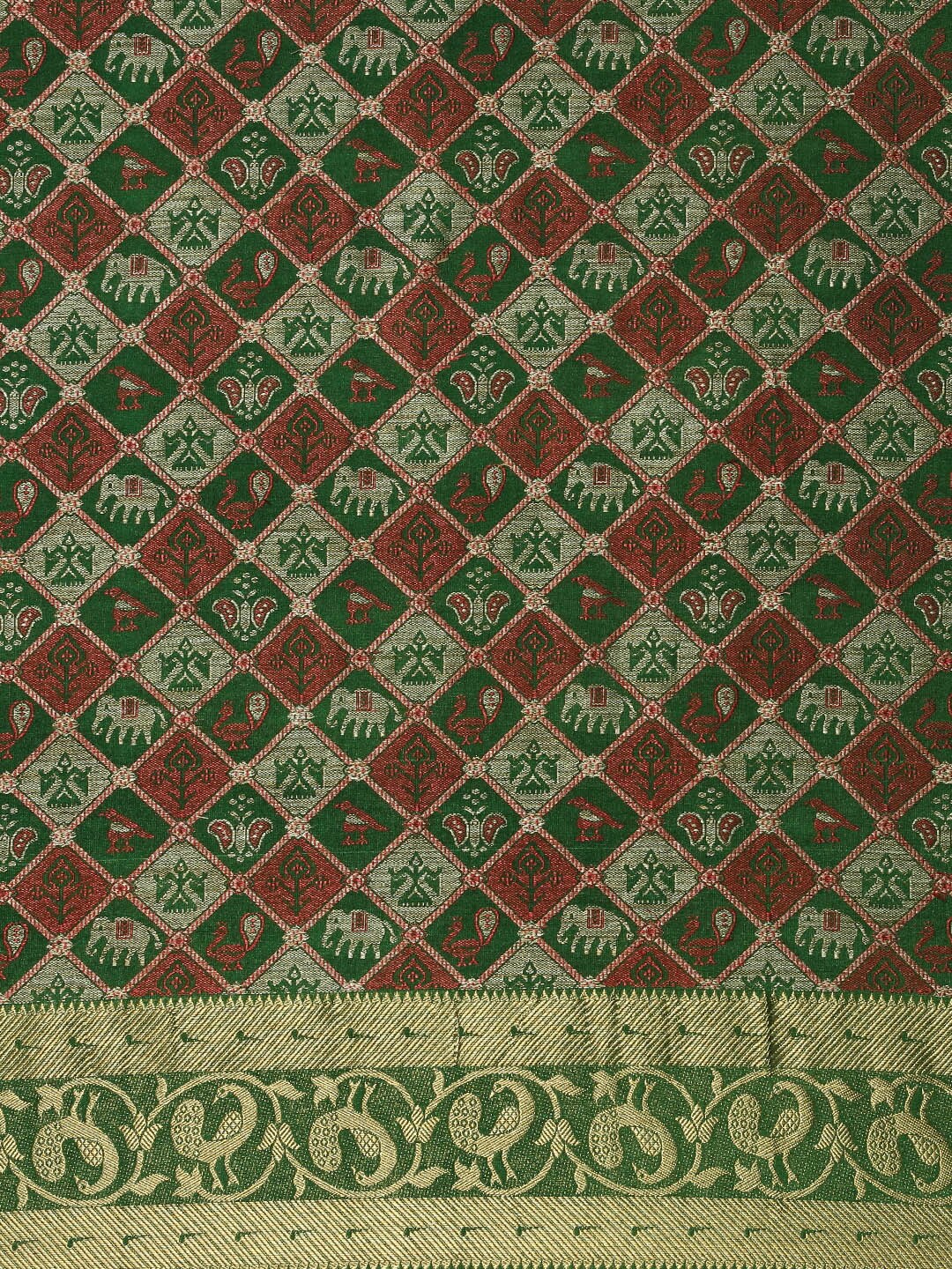 Mimosa Womens Art Silk Saree Patola BGreen Color