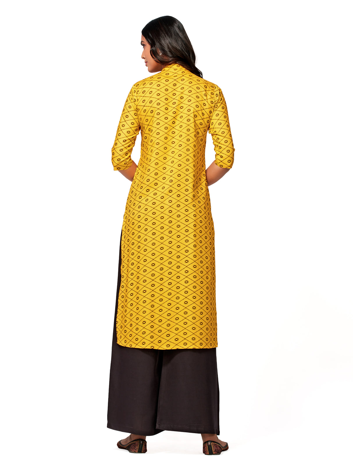 Mimosa Women Mustard Yellow Color Printed Straight Kurta
