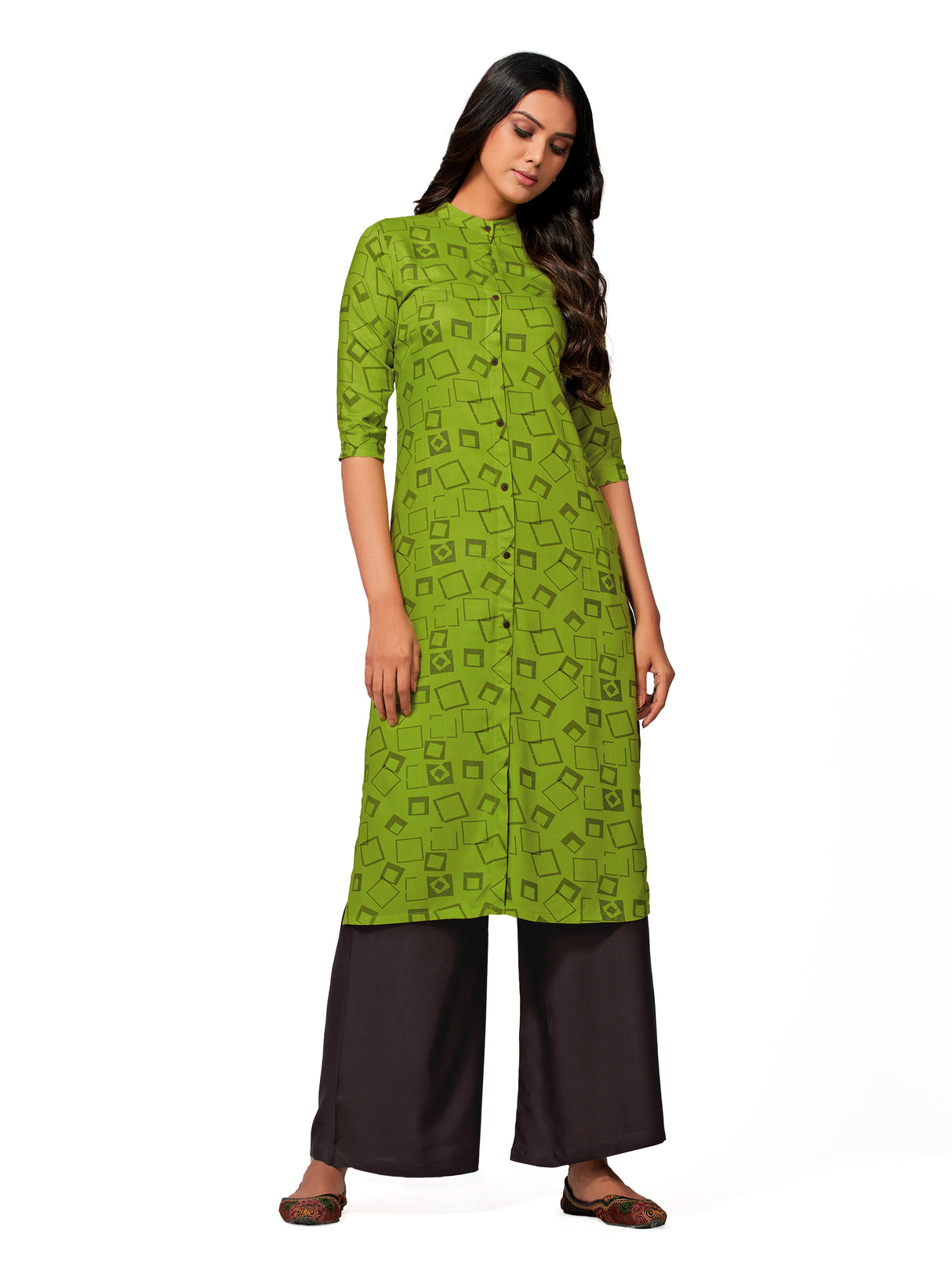 Mimosa Women Green Color Printed Straight Kurta