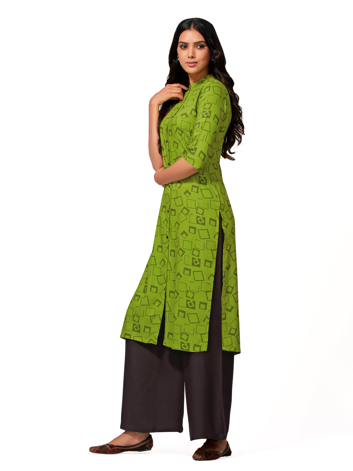Mimosa Women Green Color Printed Straight Kurta