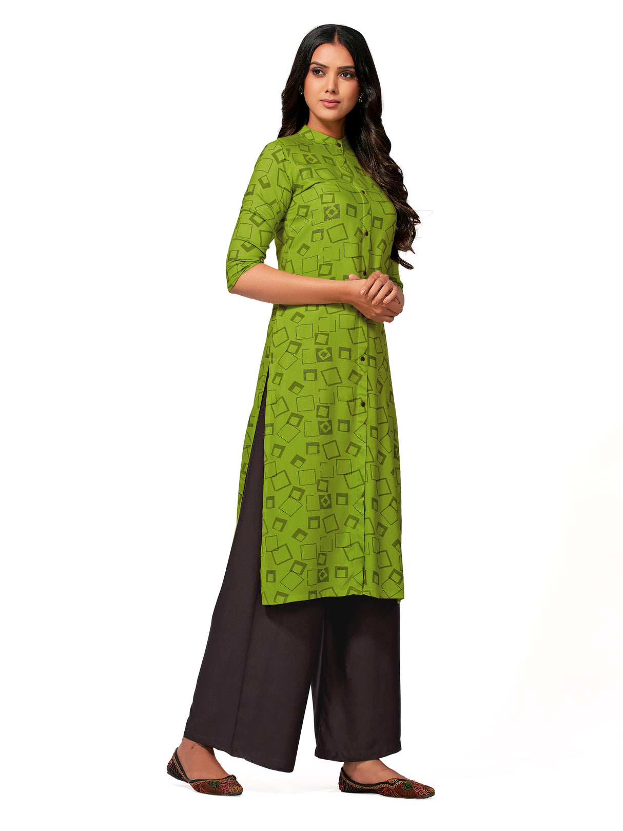 Mimosa Women Green Color Printed Straight Kurta
