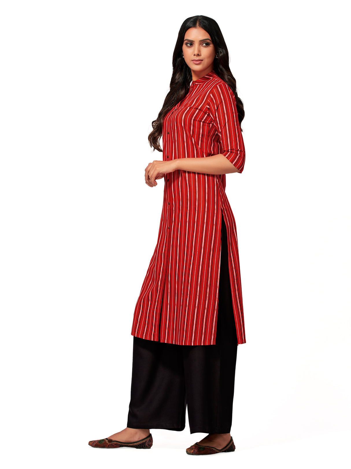 Mimosa Women Red Color Printed Straight Kurta