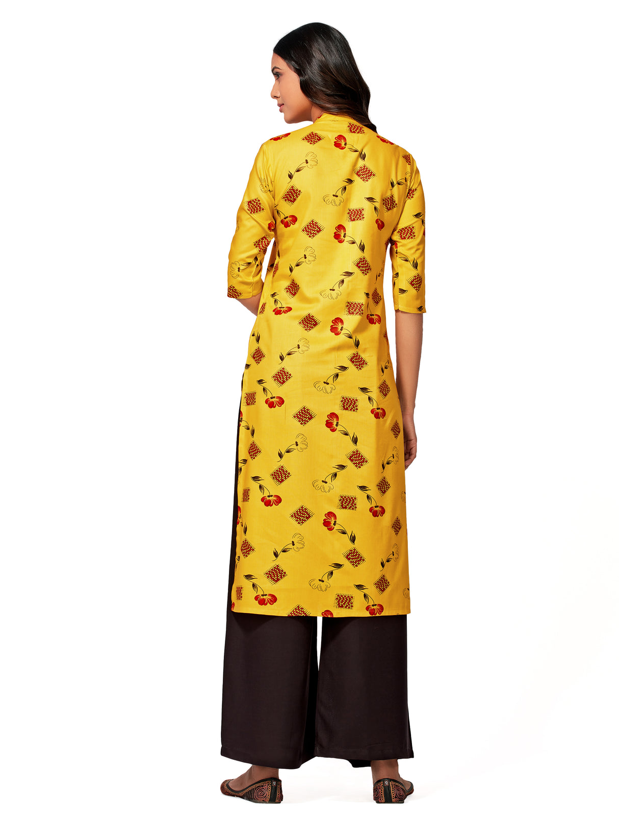 Mimosa Women Mustard Yellow Color Printed Straight Kurta
