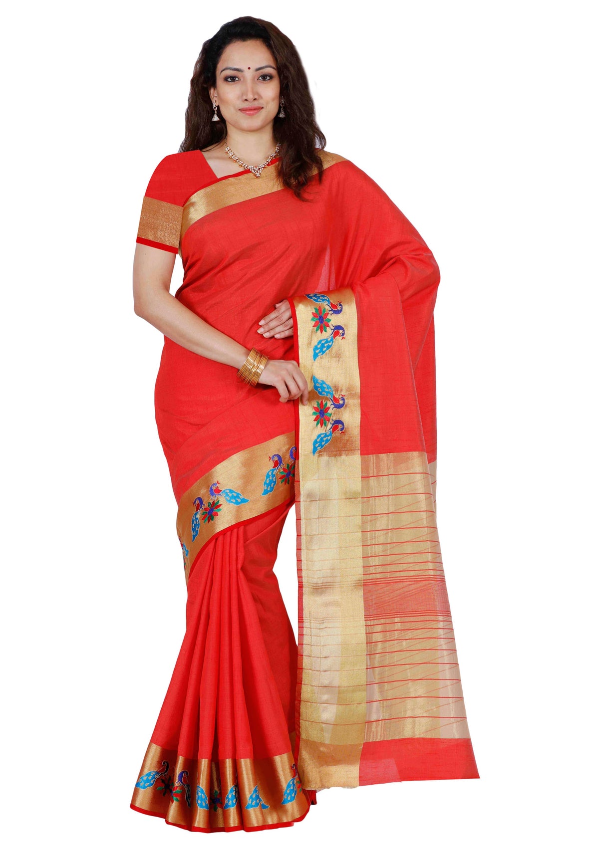 Mimosa Womens Tussar Silk Saree Kanjivaram style Maroon Color