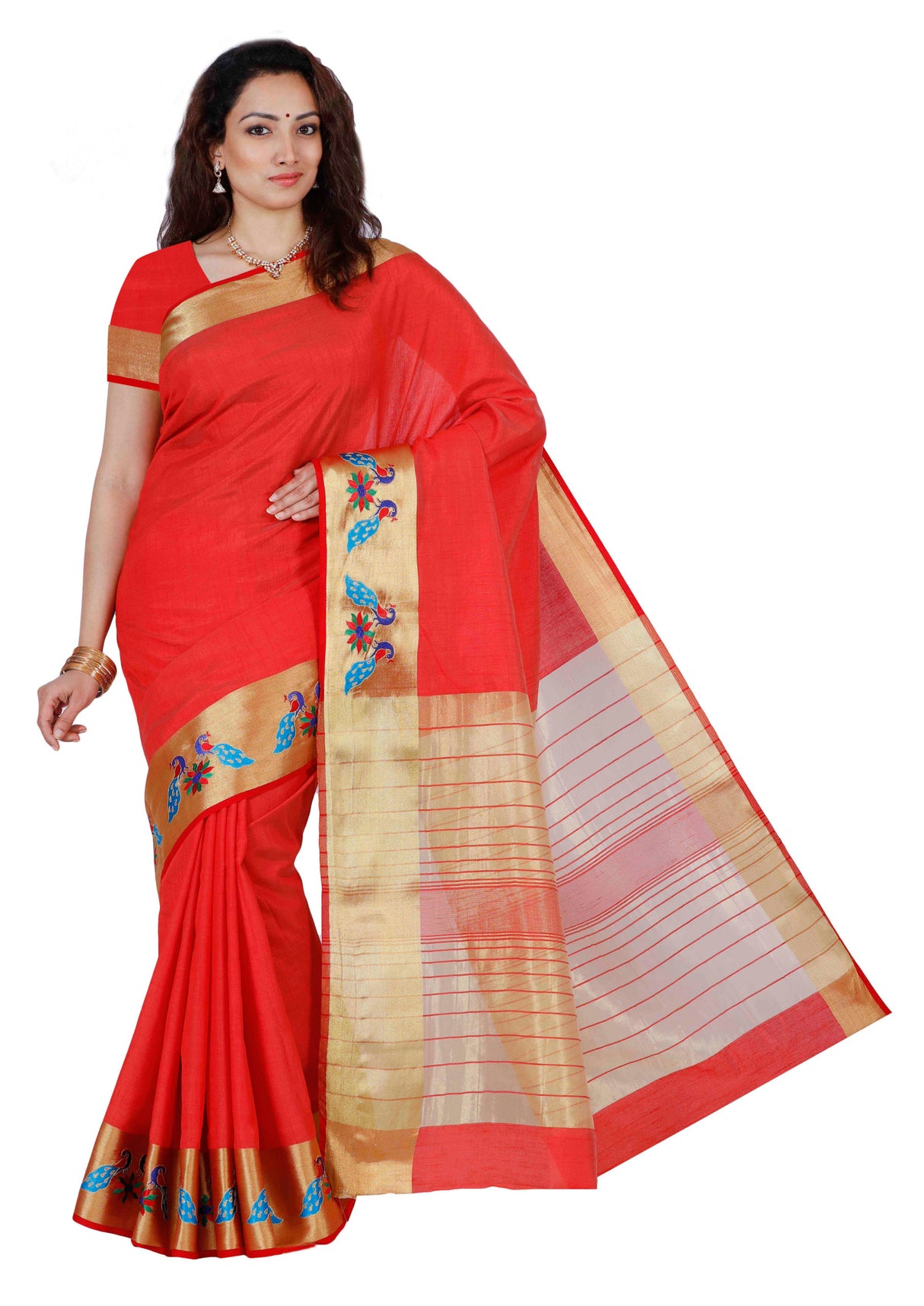 Mimosa Womens Tussar Silk Saree Kanjivaram style Maroon Color