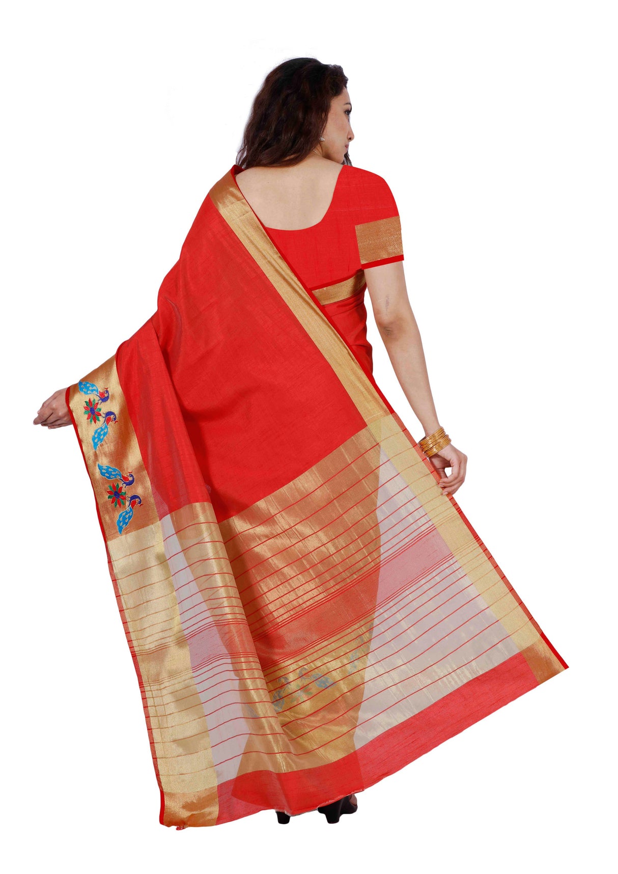 Mimosa Womens Tussar Silk Saree Kanjivaram style Maroon Color