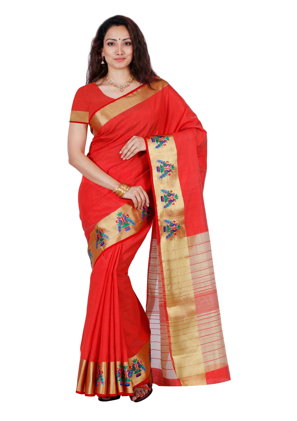 Mimosa Womens Tussar Silk Saree Kanjivaram style Maroon Color
