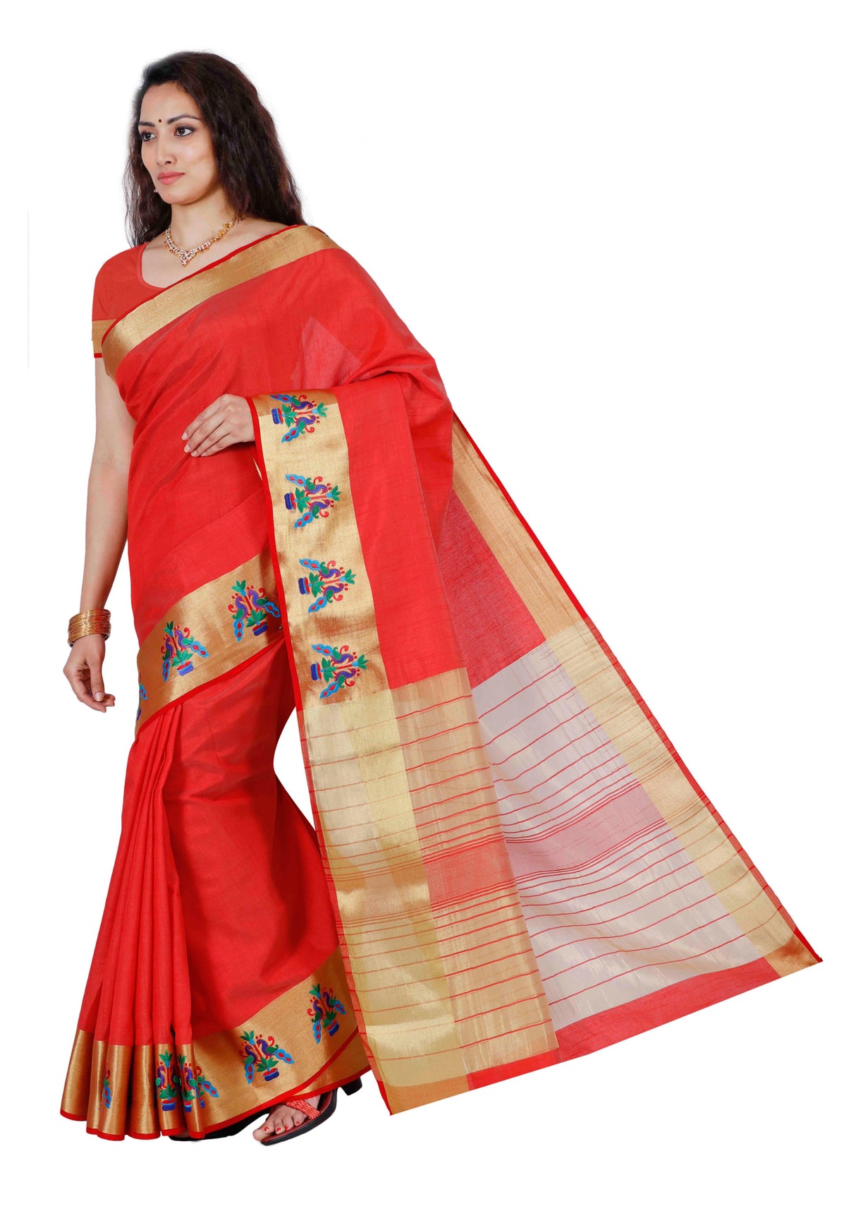 Mimosa Womens Tussar Silk Saree Kanjivaram style Maroon Color