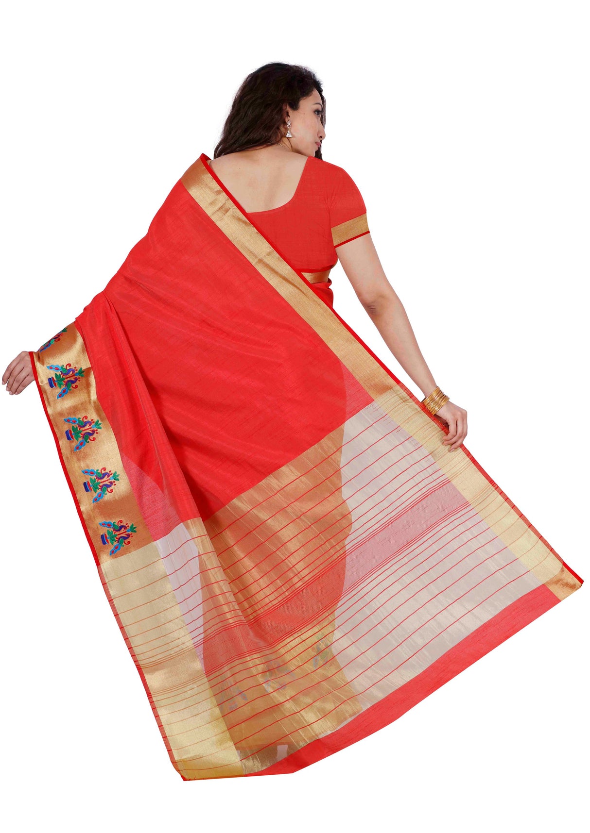 Mimosa Womens Tussar Silk Saree Kanjivaram style Maroon Color