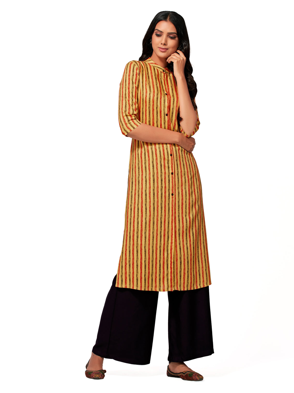 Mimosa Women Yellow Color Printed Straight Kurta