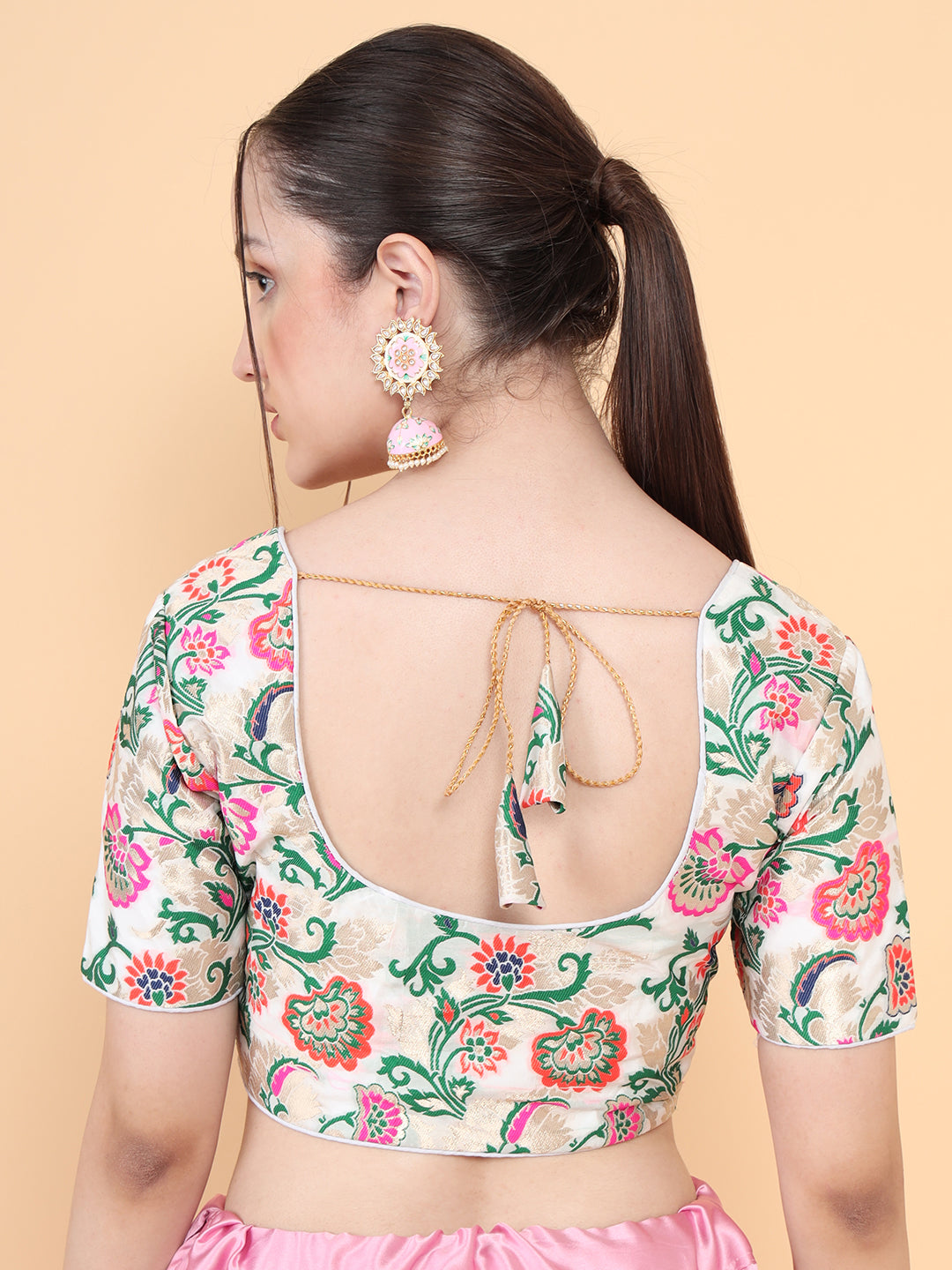 Mimosa Off White Woven Design Readymade Blouse