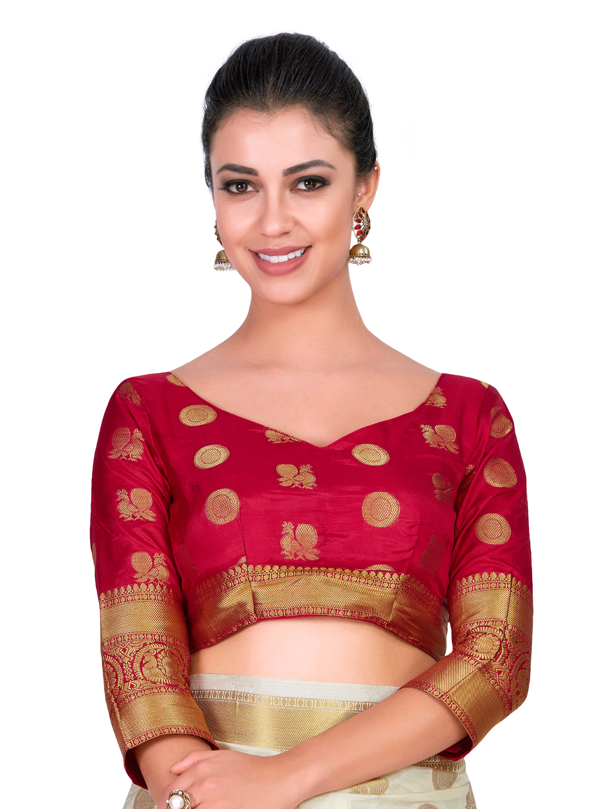 Mimosa Womens Art Silk Saree Kanjivaram Halfwhite Color