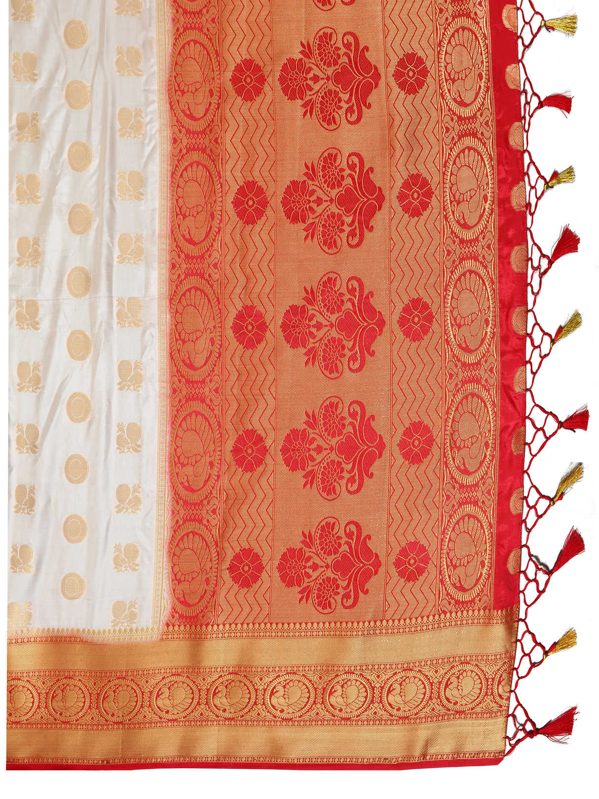 Mimosa Womens Art Silk Saree Kanjivaram Halfwhite Color