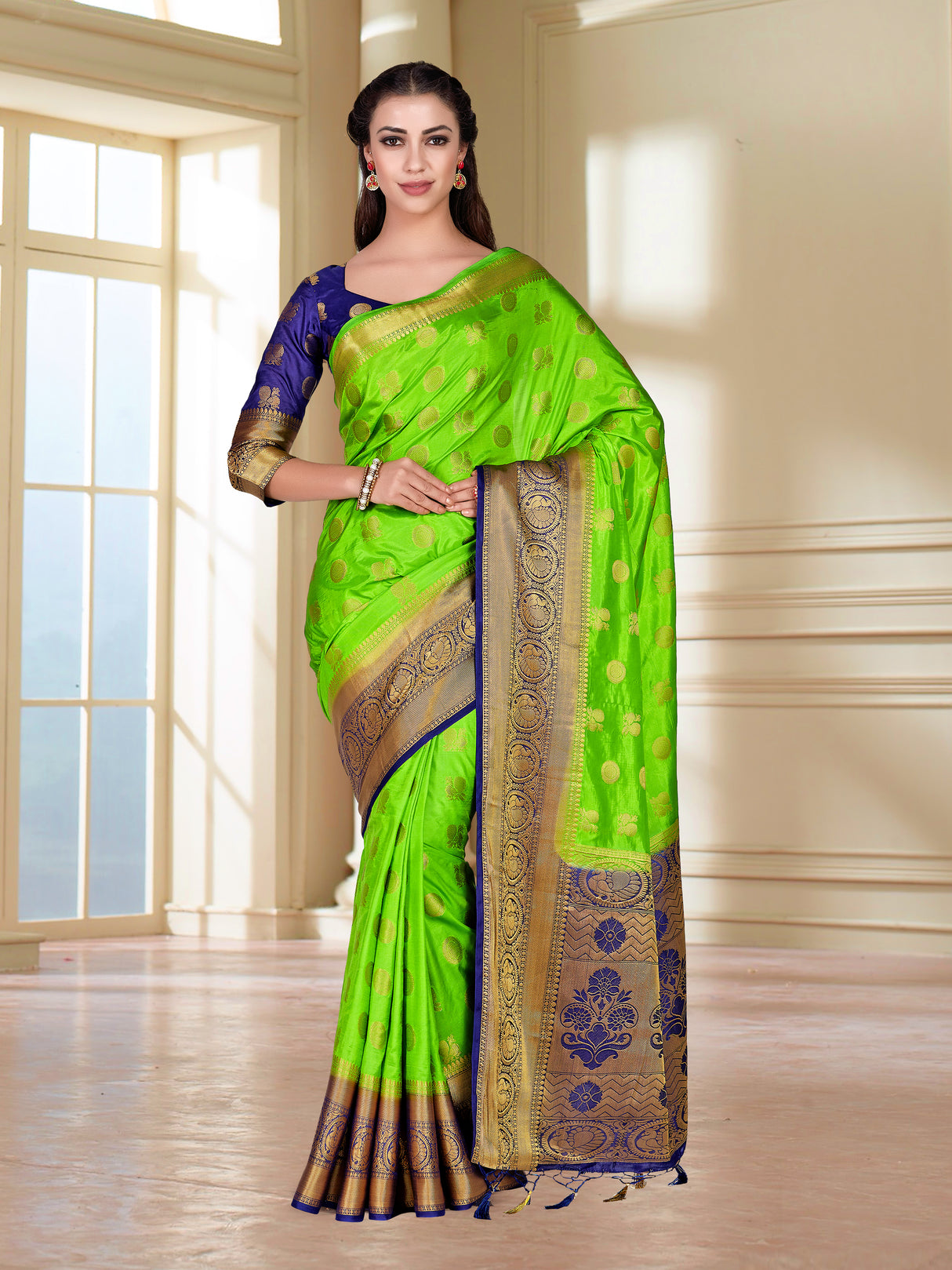 Mimosa Womens Art Silk Saree Kanjivaram Liril Color