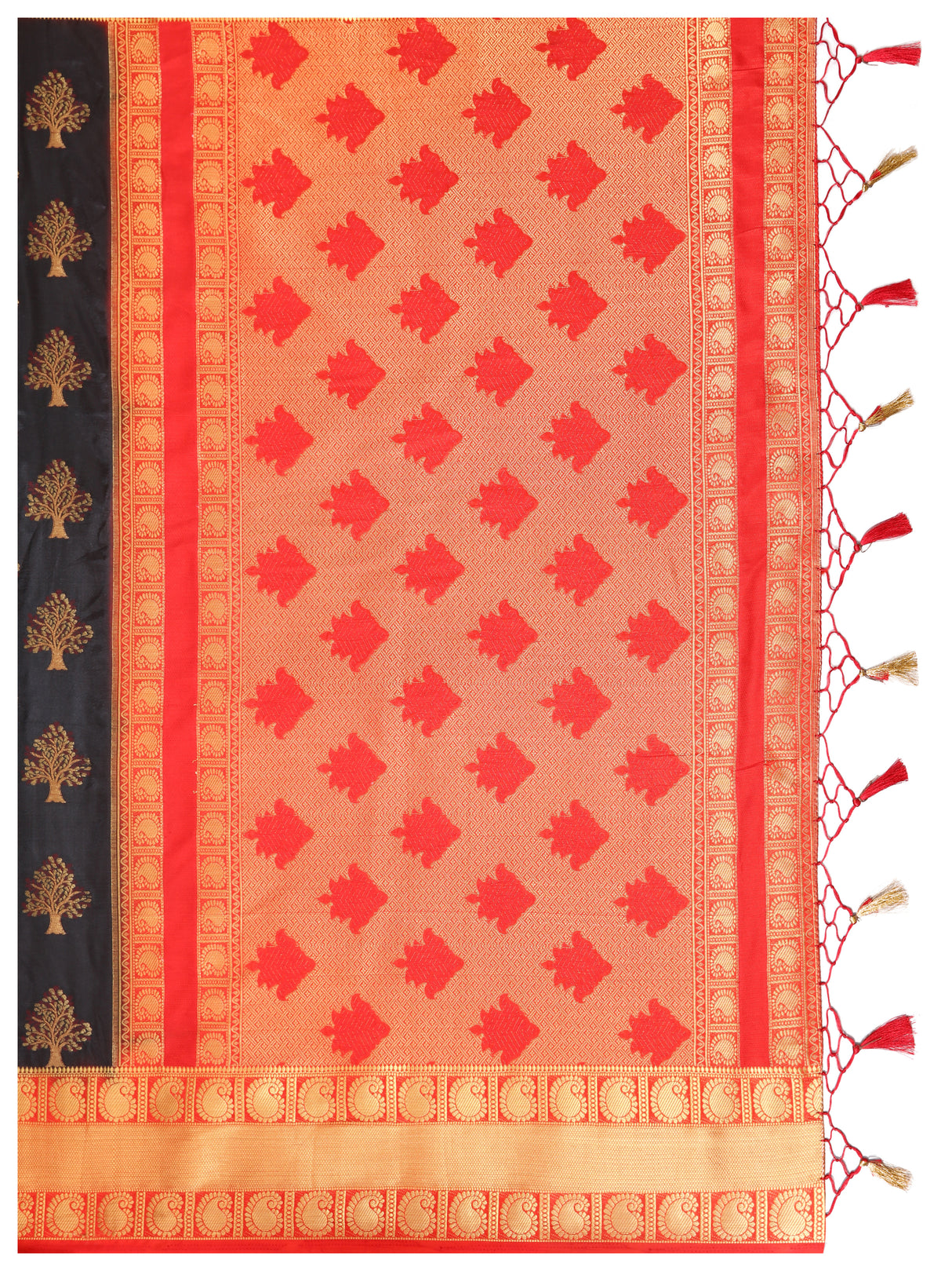 Mimosa Womens Art Silk Saree Kanjivaram Black Color