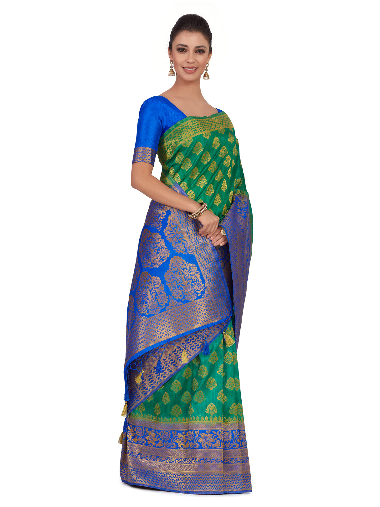 Mimosa Womens Art Silk Saree Kanjivaram Rama Color